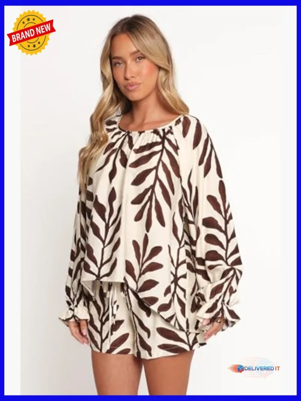 Puff-Shoulder Maxi Dress Long Sleeve Floral - Picture 2 of 4